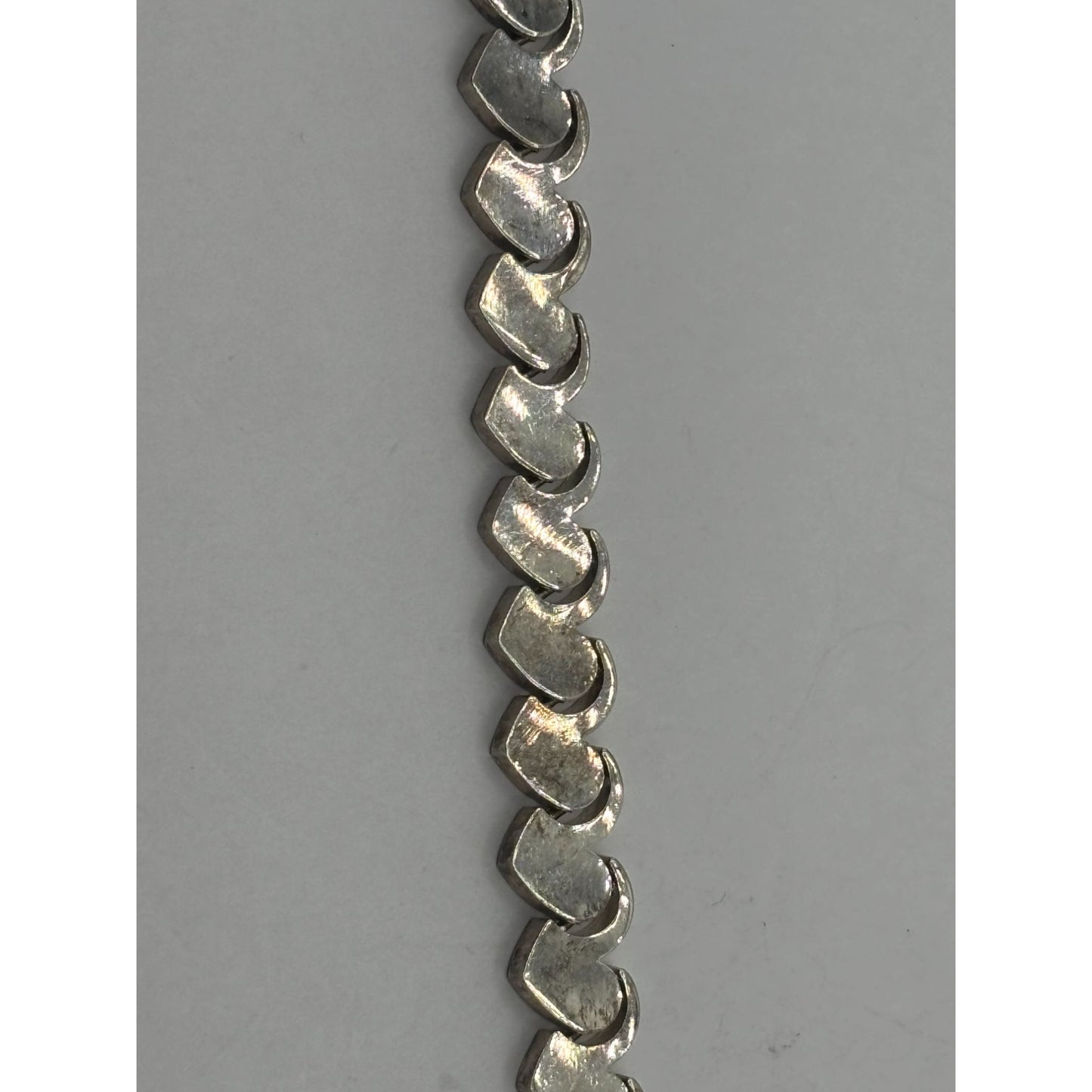 Vintage Silver Heart Link Bracelet