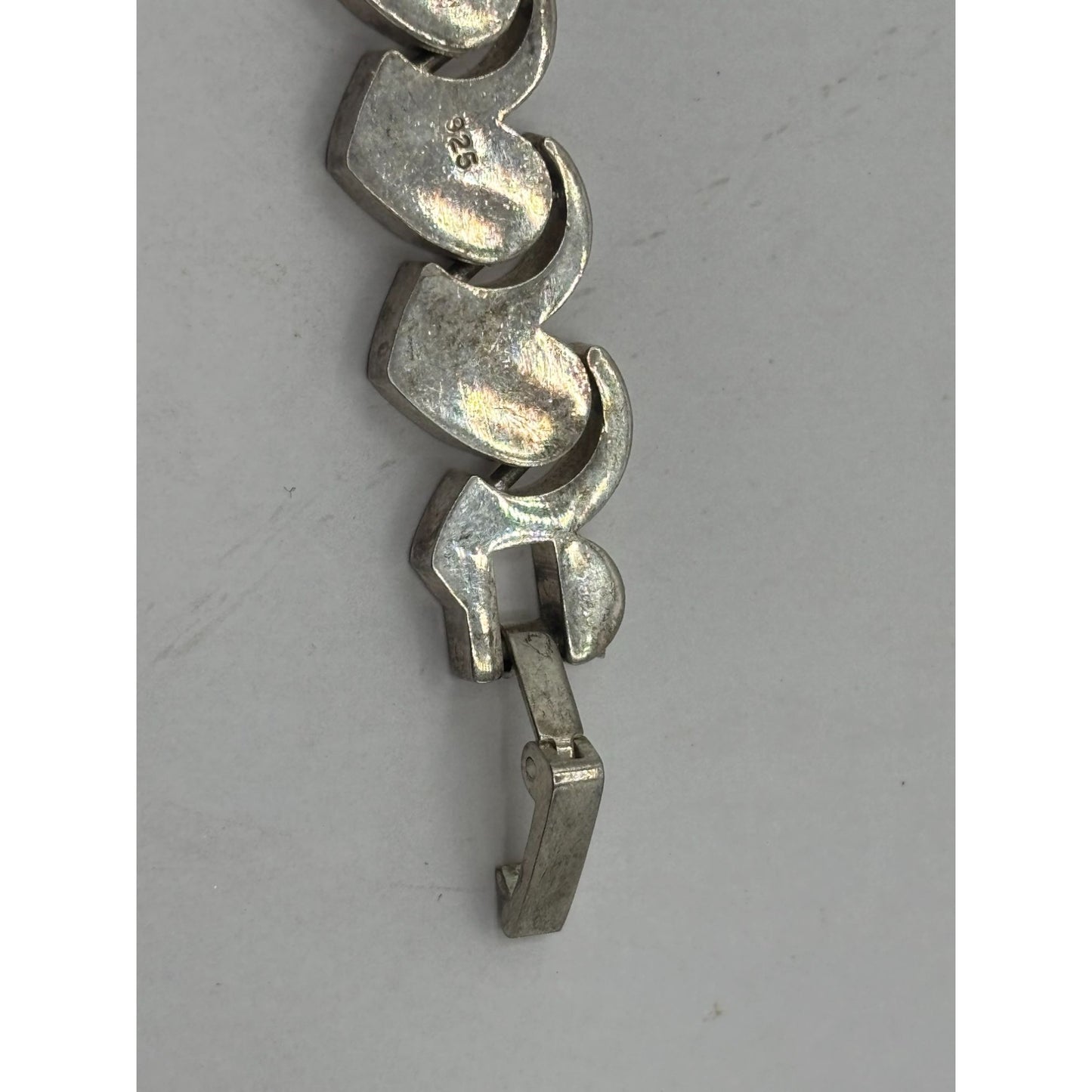 Vintage Silver Heart Link Bracelet