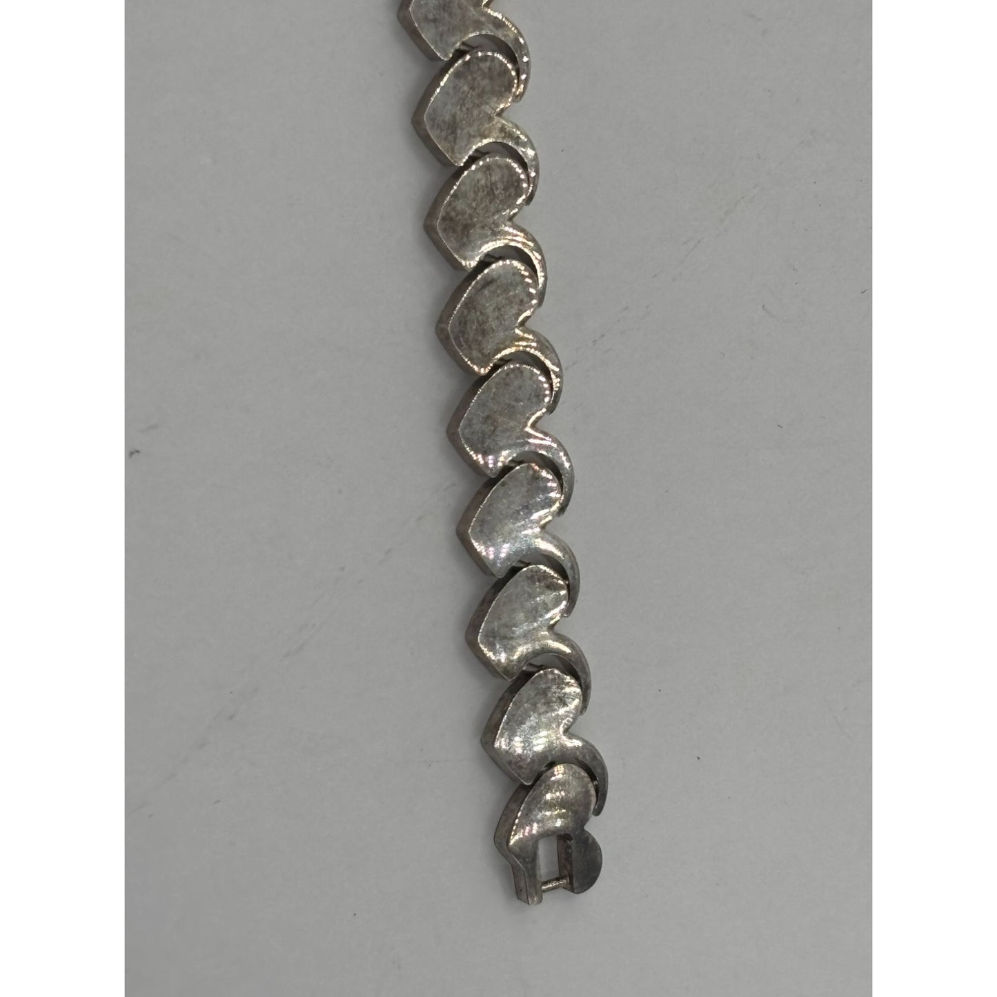 Vintage Silver Heart Link Bracelet