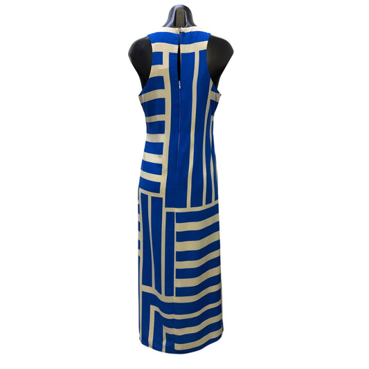 Donna Morgan Blue & White Geometric Print Sleeveless Maxi Dress Size 4
