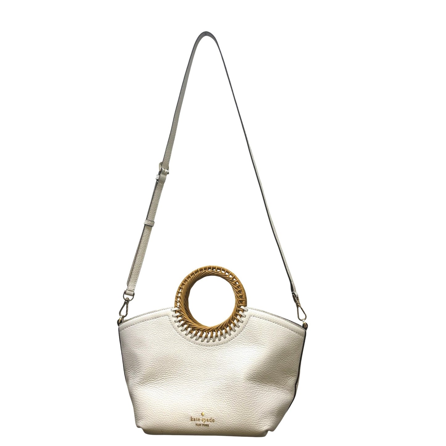 Kate Spade Rattan Handle White Leather Handbag
