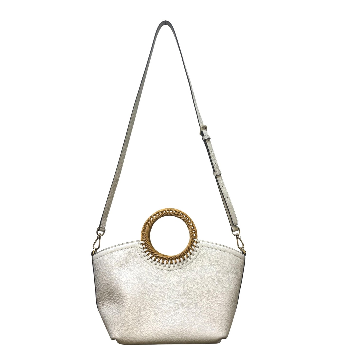 Kate Spade Rattan Handle White Leather Handbag