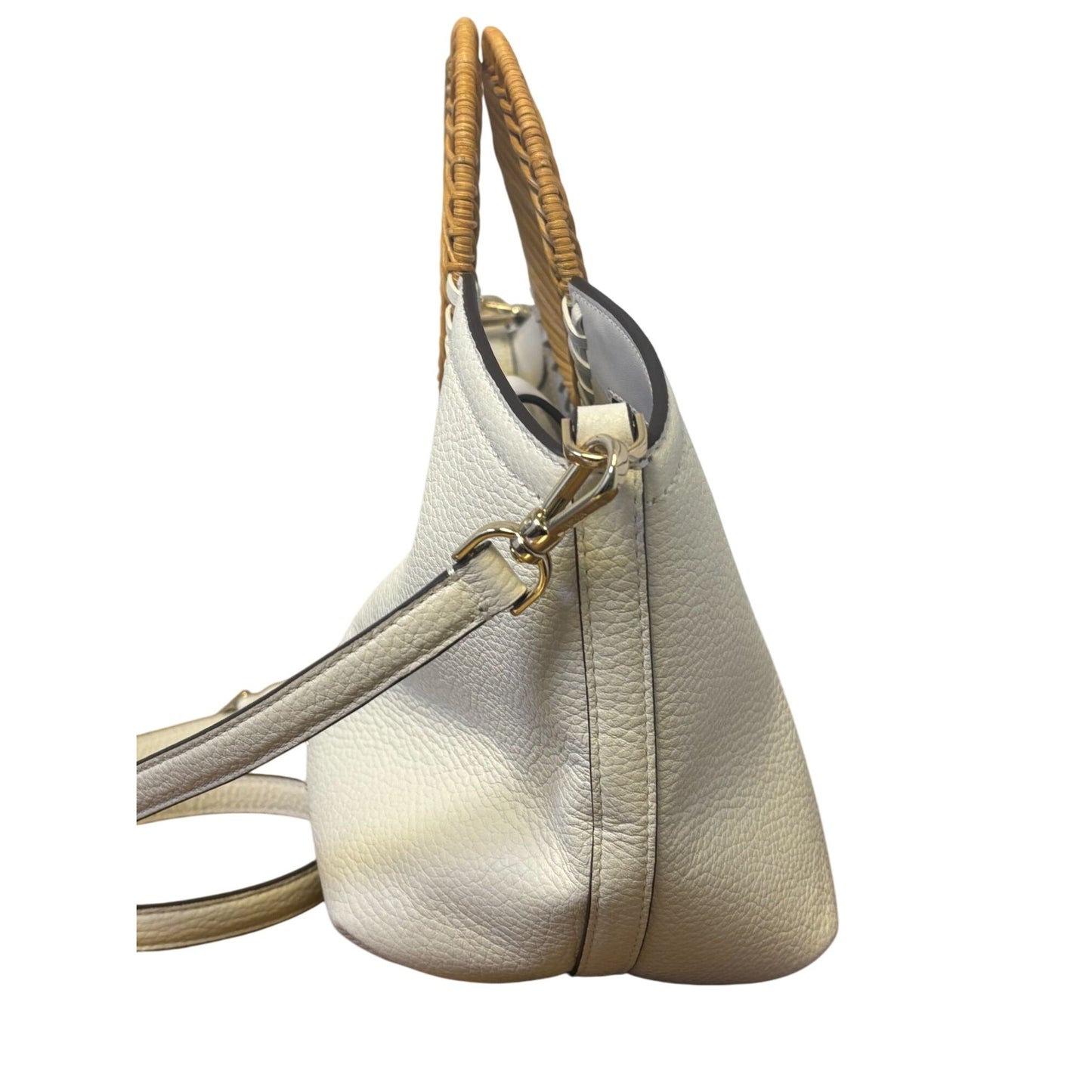 Kate Spade Rattan Handle White Leather Handbag