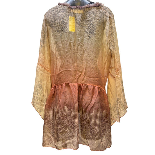 4 Love And Liberty Womens Silk Blouse Rose & Purple Floral Button Front L