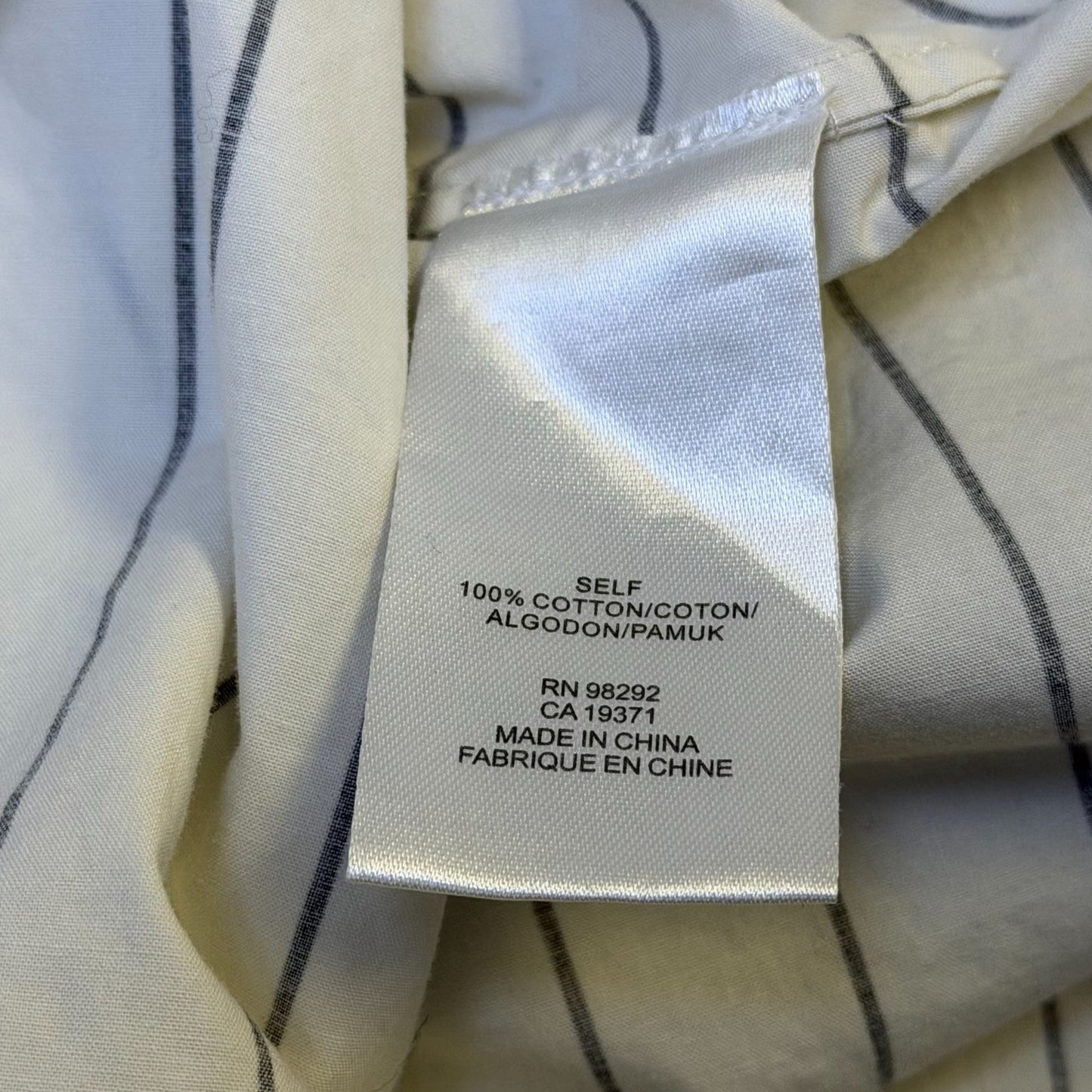 Tibi White & Black Striped Cotton Blouse With Drawstring Sleeves Size 12