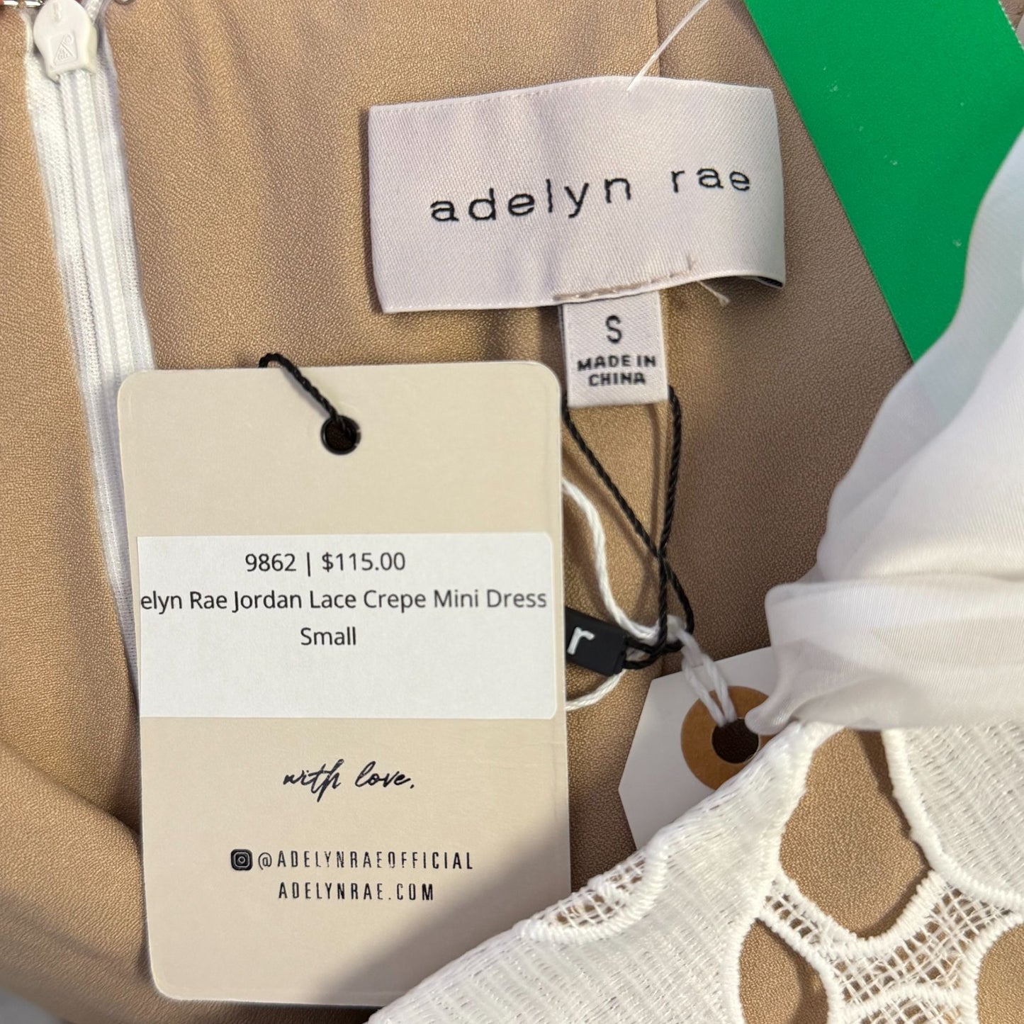 NWT Adelyn Rae Mini Dress With Sheer Sleeves White & Nude S