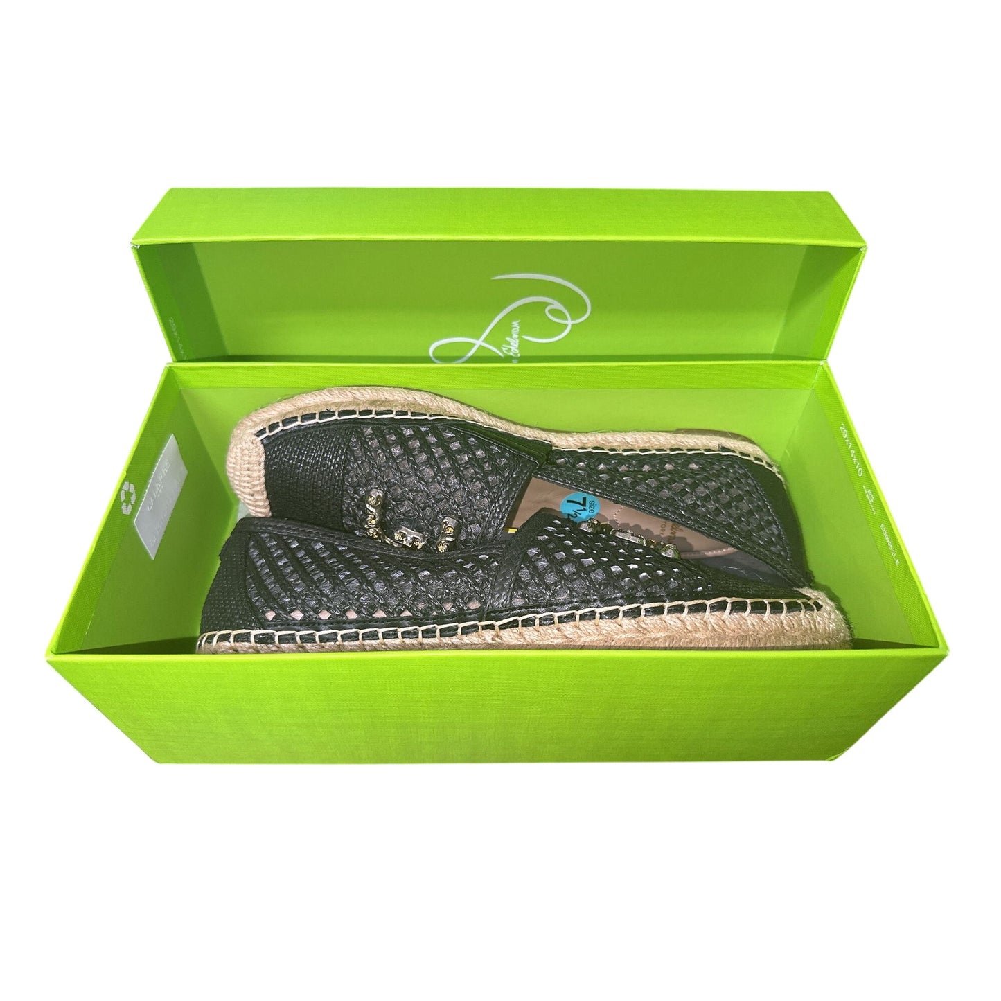 Sam Edelman Black Mesh Slip-On Espadrilles w/Embellished Gold-Tone Accent Size 7.5