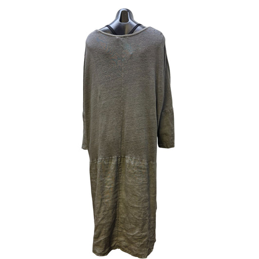 Linen Tunic Dress Hi-Low Style Grey Made In Italy Size L