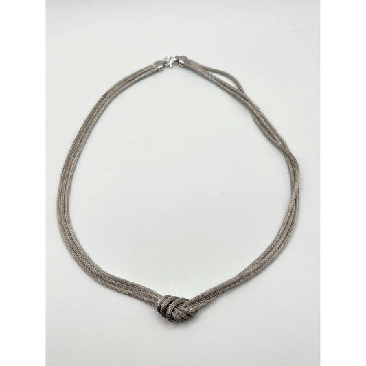 Elegant 925 Sterling Silver Woven Mesh Knot Necklace