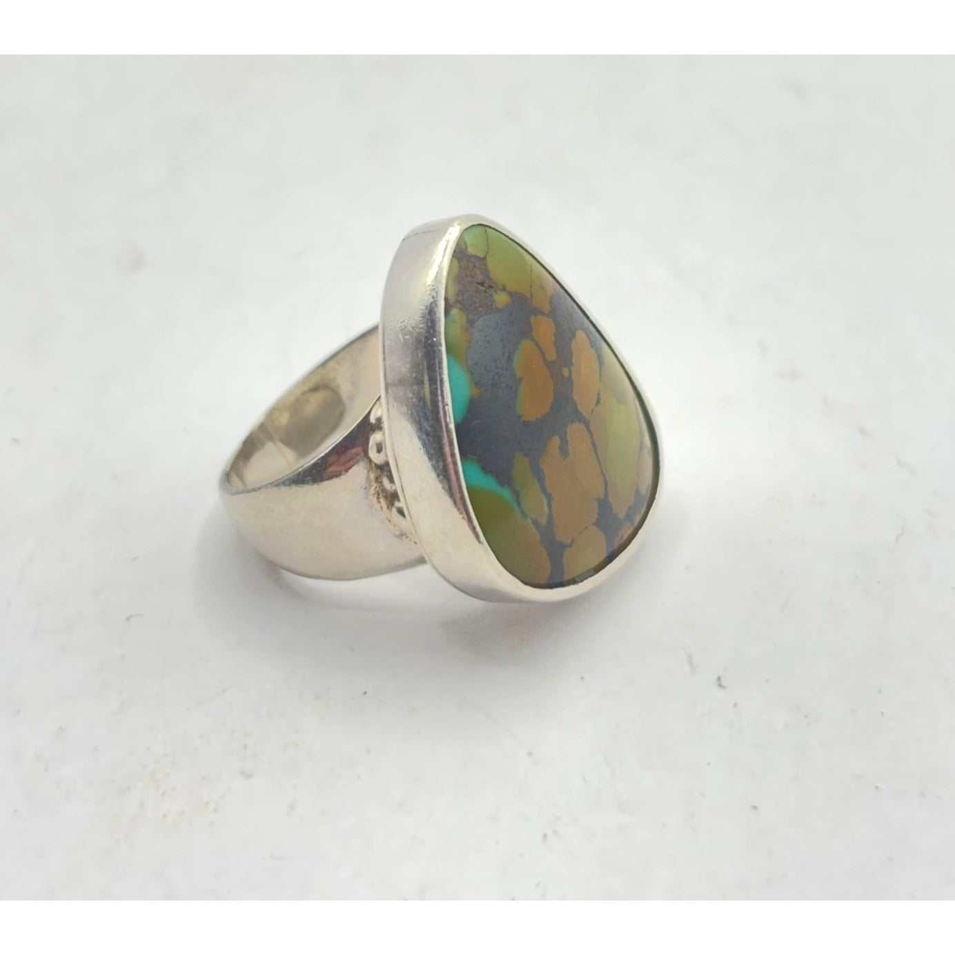 Sterling Silver .925 Tear Drop Turquoise Ring Size 7