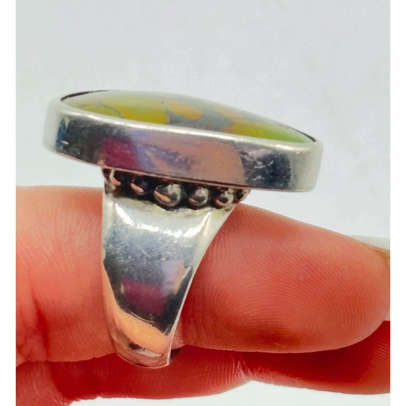 Sterling Silver .925 Tear Drop Turquoise Ring Size 7