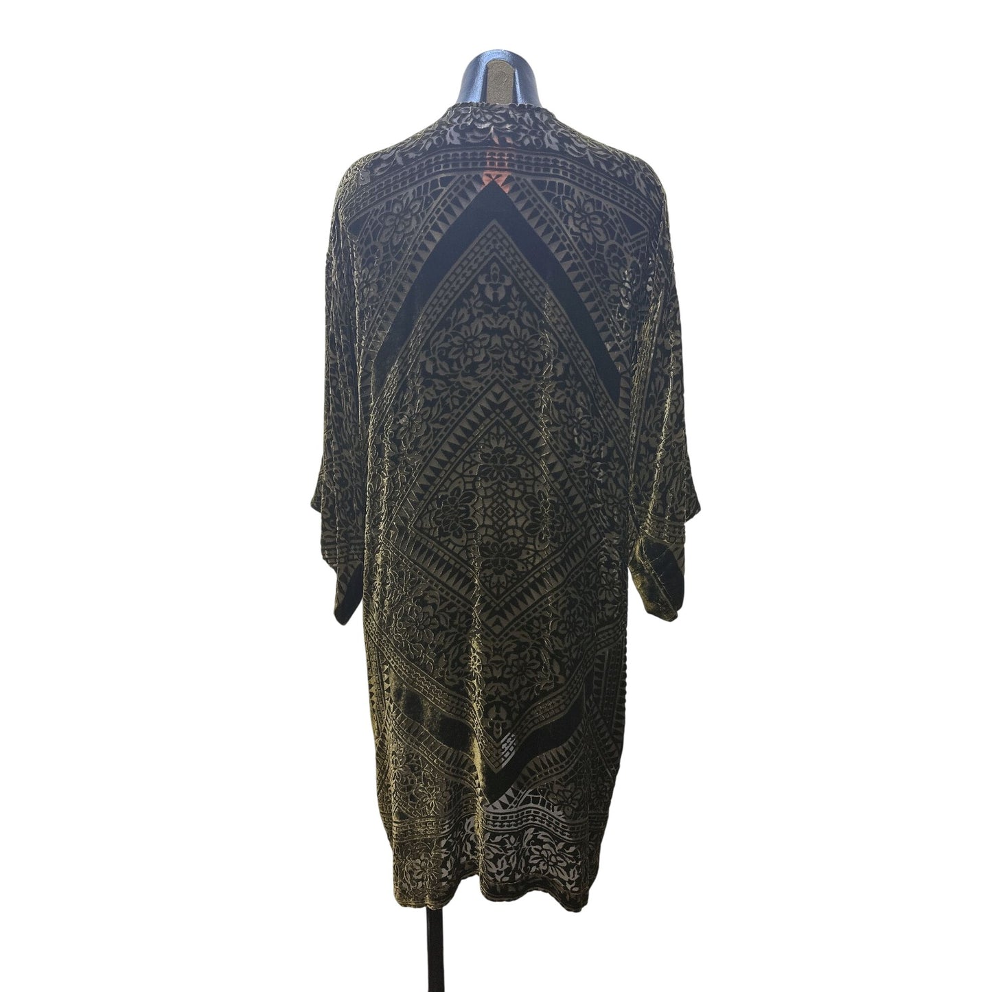 Jade By JW Vintage Bohemian Velvet Cardigan w/Tassels & Floral Pattern Size L