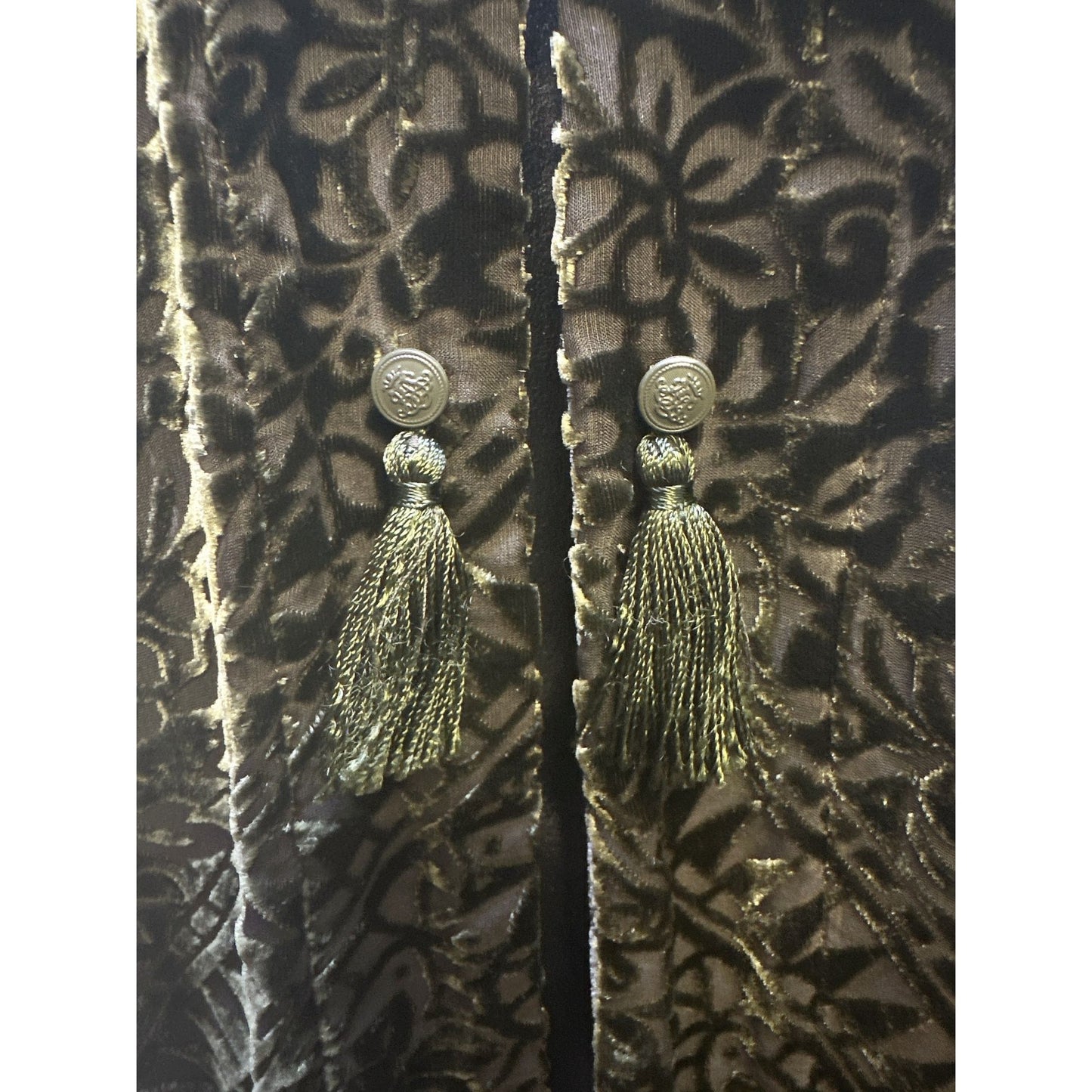 Jade By JW Vintage Bohemian Velvet Cardigan w/Tassels & Floral Pattern Size L