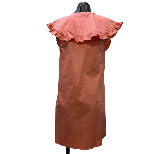 NWT English Factory Wide Collar Coral Mini Dress With Ruffled Trim S