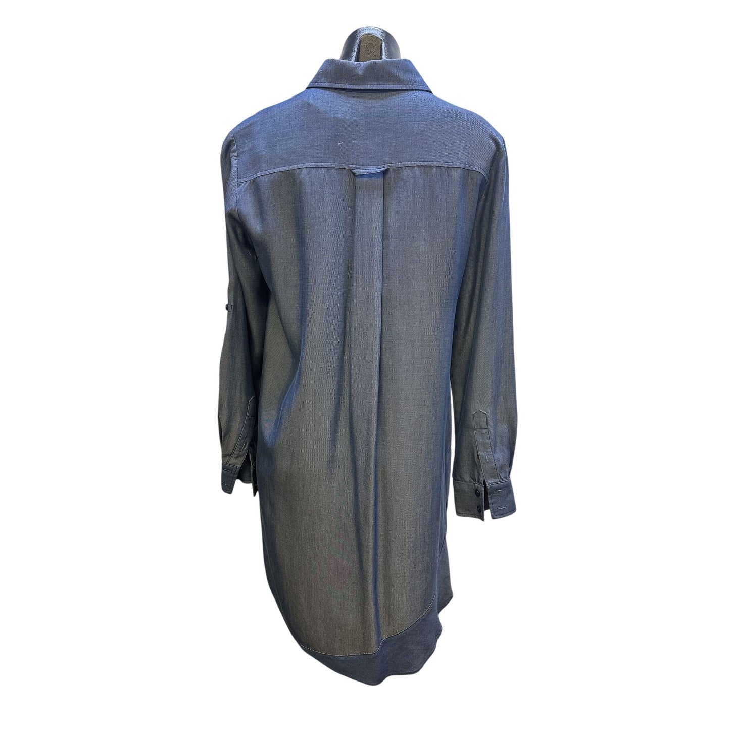 Finley Button-Down Chambray Dress w/Tiered Hem Size S