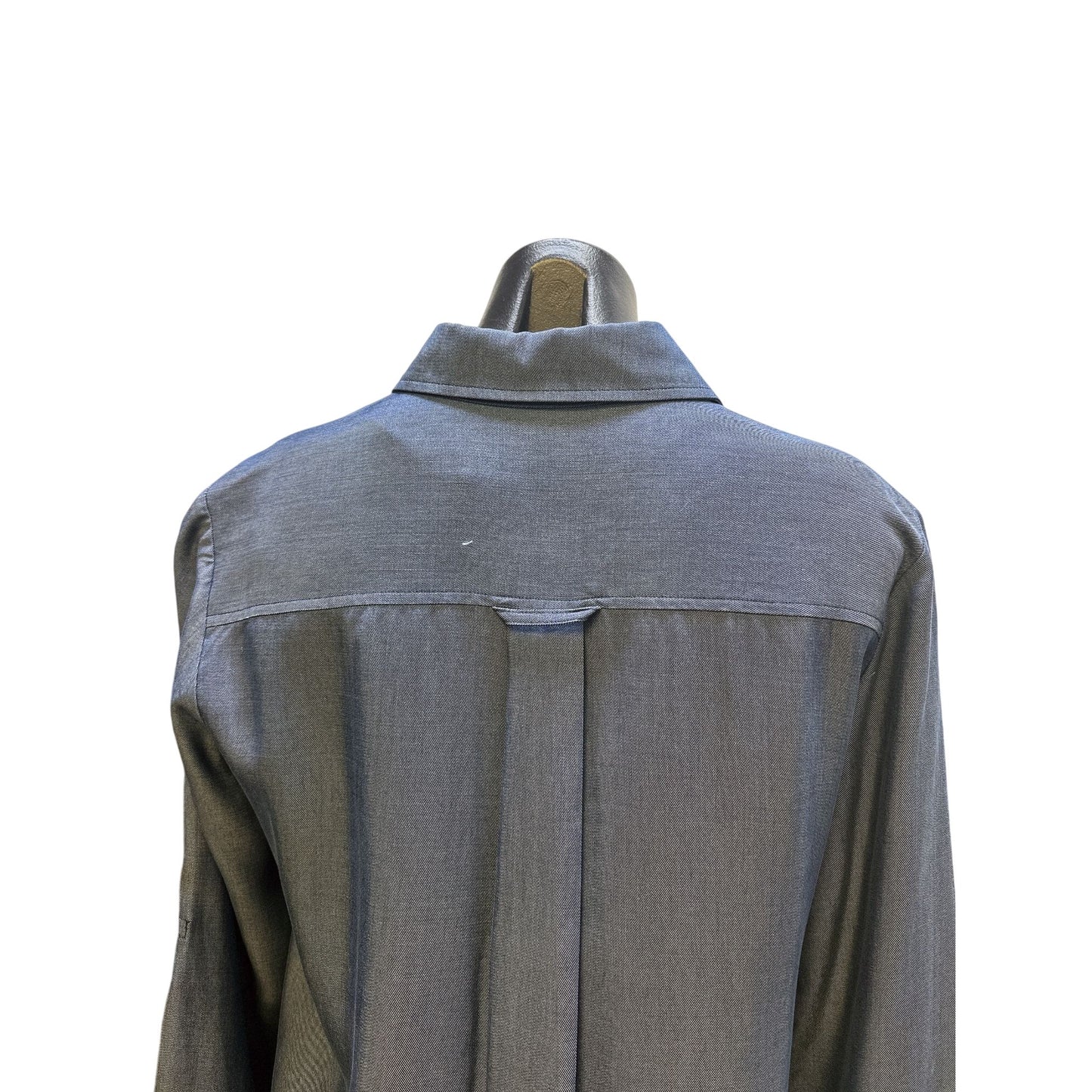 Finley Button-Down Chambray Dress w/Tiered Hem Size S