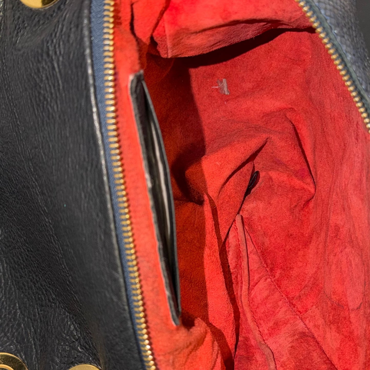 Hammitt Los Angeles Navy & Black Leather Crossbody Bag With Snake-Embossed