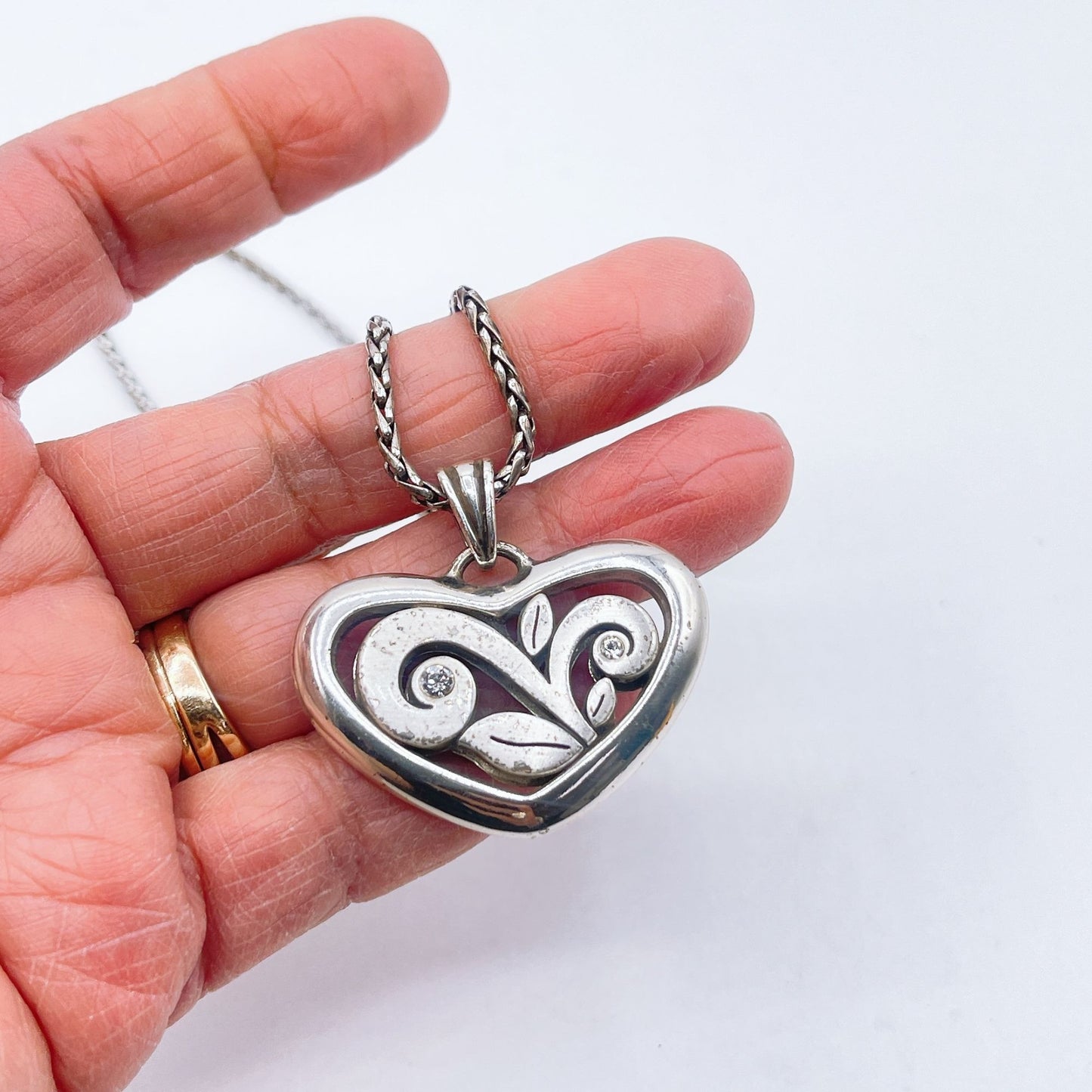 Brighton Eve’s Delight Heart Rhinestones Pendant Necklace 16 -18"