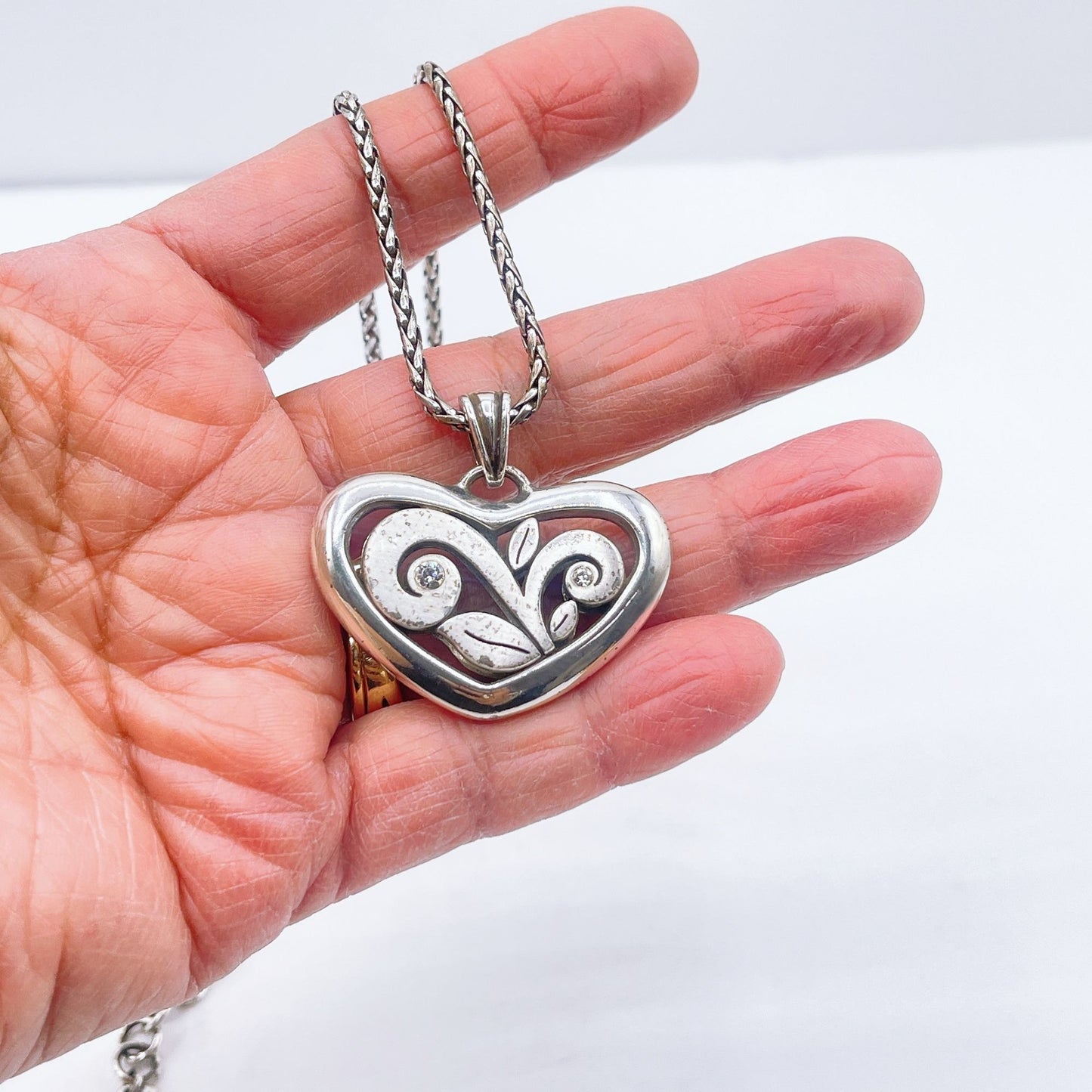 Brighton Eve’s Delight Heart Rhinestones Pendant Necklace 16 -18"