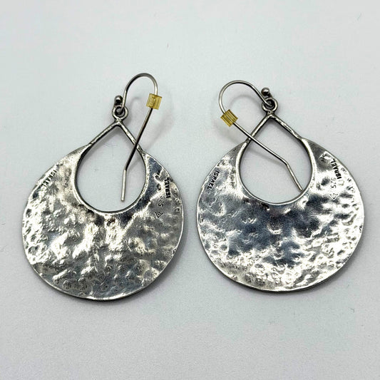 Silpada 925 Sterling Silver Hammered Teardrop Disc Earrings