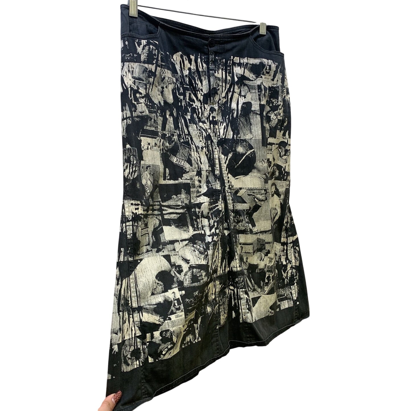 Isabel De Pedro Mr. Cat Black & White Graphic Skirt With Pockets 12