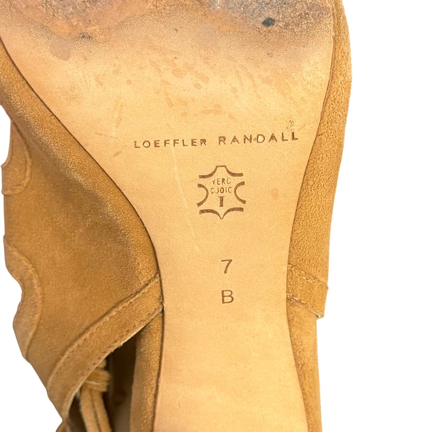Loeffler Randall Tan Suede Lace-Up Strappy Heel Sandals Size 7