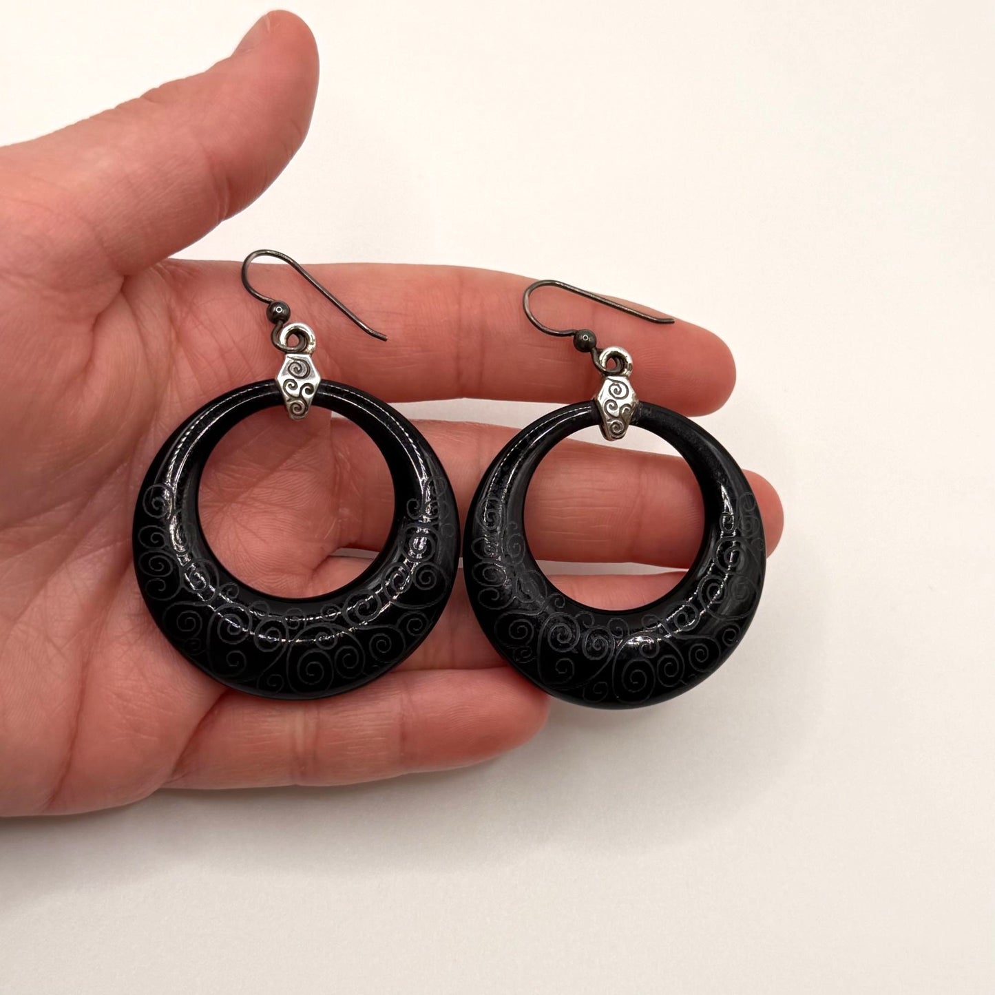 Brighton Black & Silver Boho Hoop Earrings