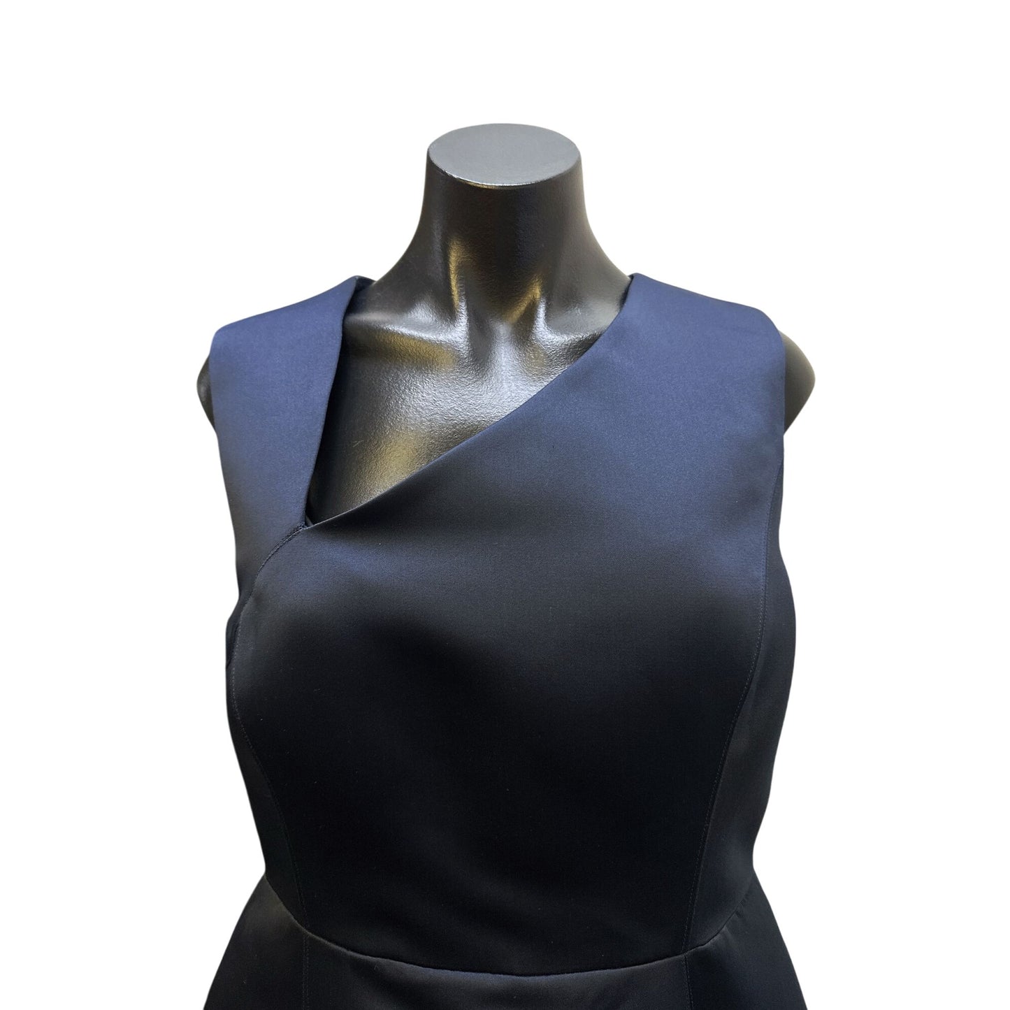 NWT Halston Heritage Navy Sleeveless w/Asymmetrical Neckline Dress Size 10