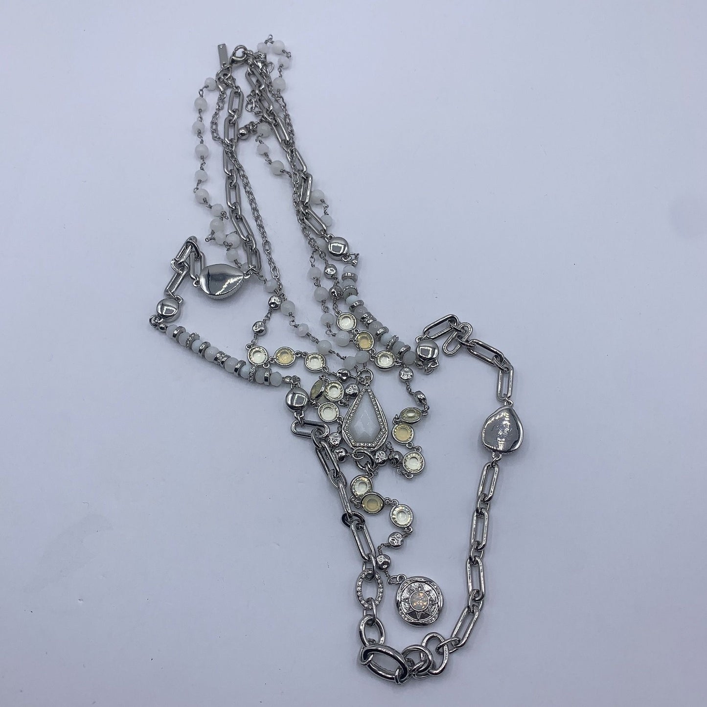White House Black Market Layered Multi-Strand Silver-Tone Necklace