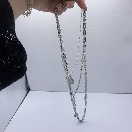 White House Black Market Layered Multi-Strand Silver-Tone Necklace