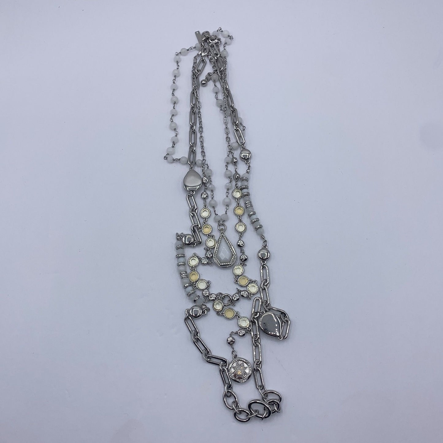 White House Black Market Layered Multi-Strand Silver-Tone Necklace