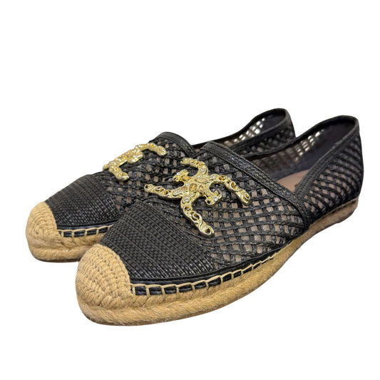 NWOT Sam Edelman Black Mesh Espadrilles With Gold Embellishments Size 10