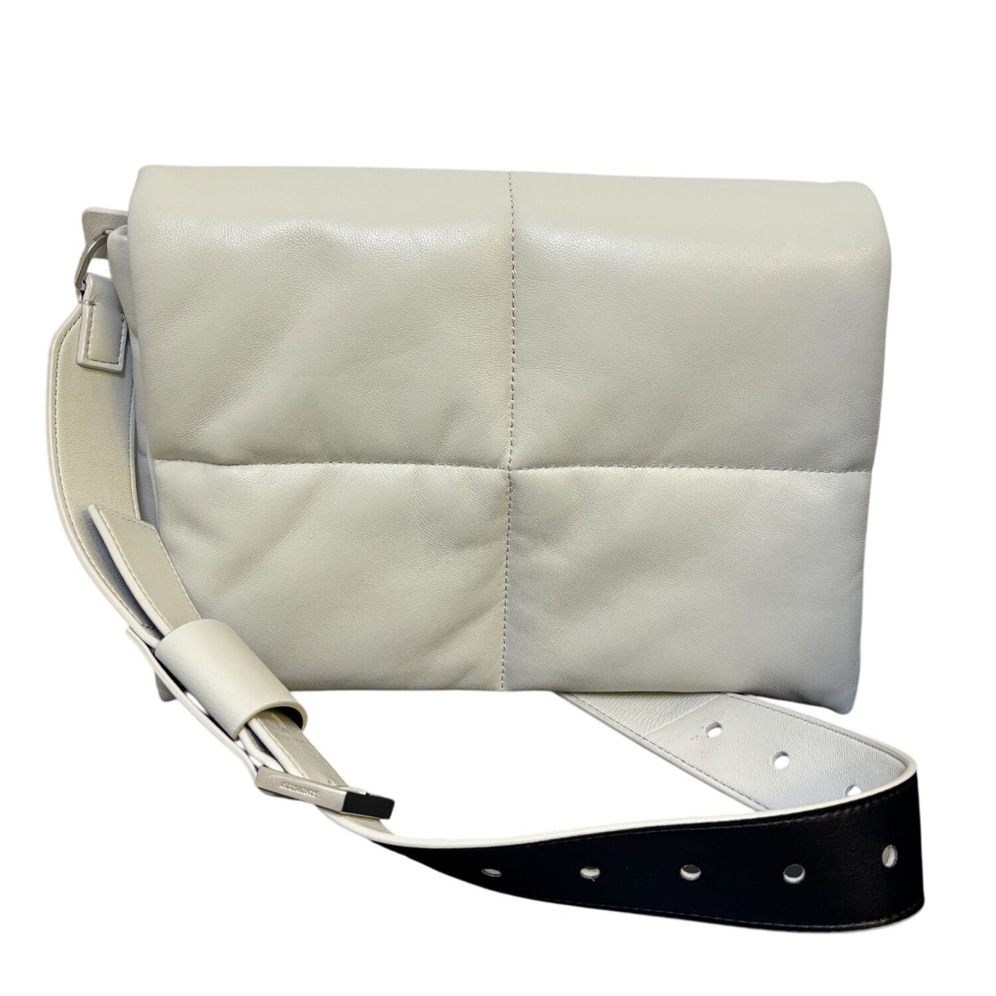 Allsaints Soft Leather Messenger Bag With Contrast Strap Bone White