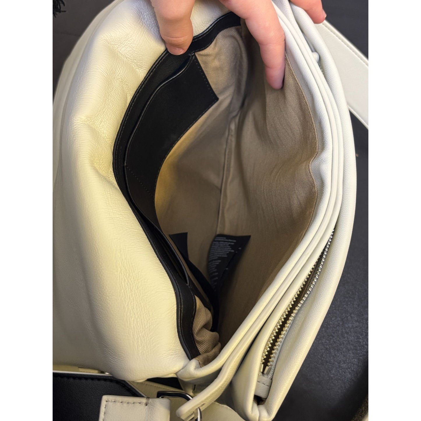 Allsaints Soft Leather Messenger Bag With Contrast Strap Bone White