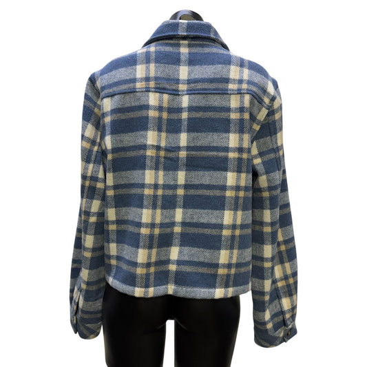 Billy T Plaid Button-Up Jacket Blue Beige M