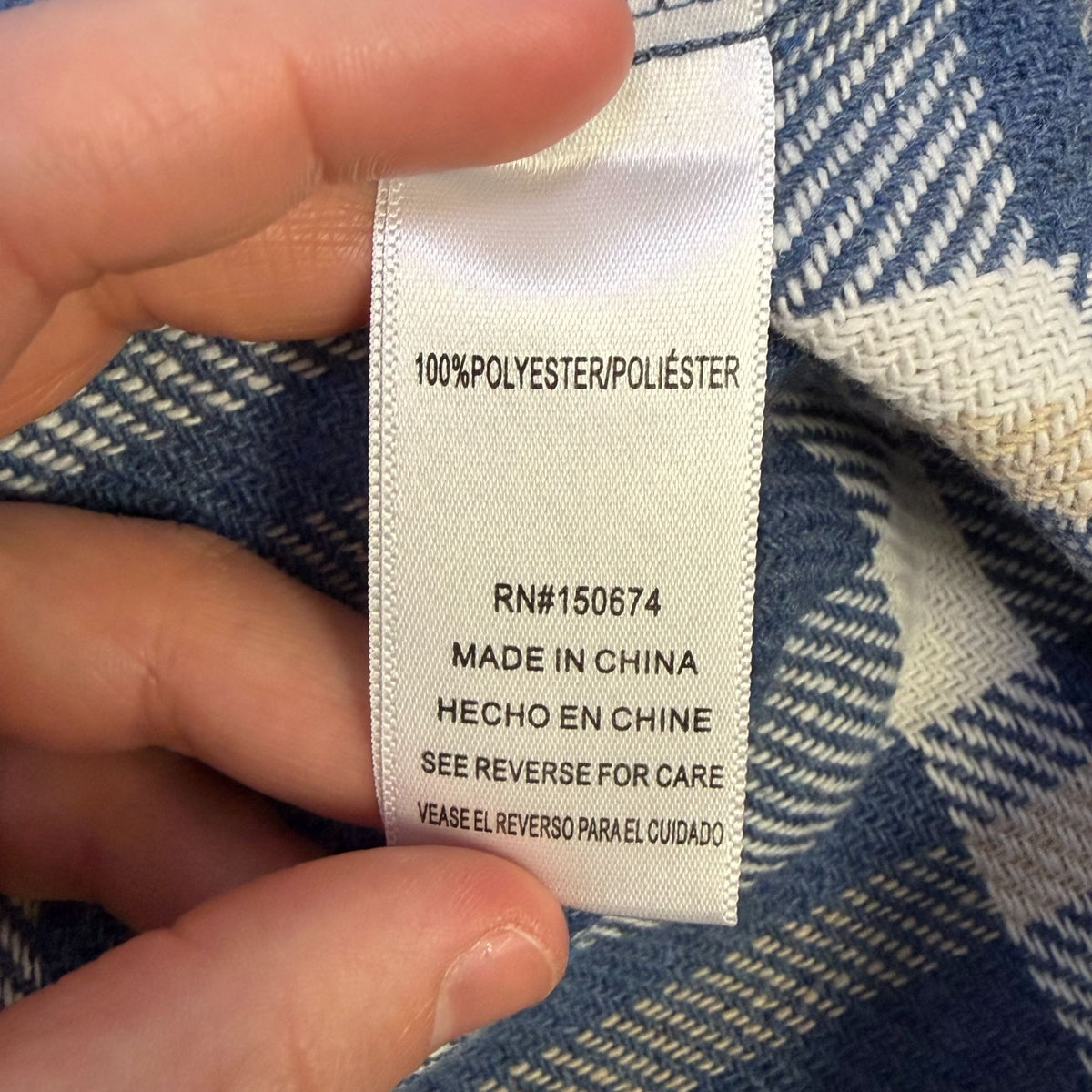 Billy T Plaid Button-Up Jacket Blue Beige M
