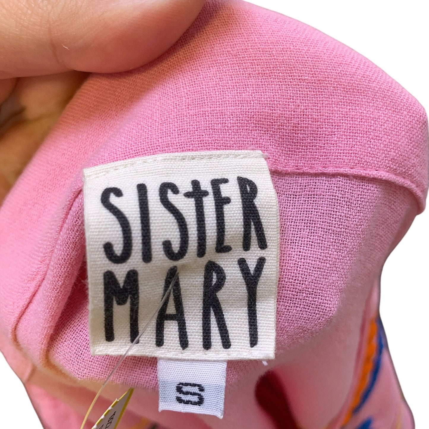 Sister Mary Pink Boho Embroidered Tunic Blouse w/Floral Design Size S