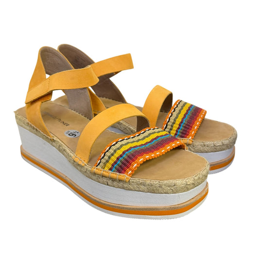 Donald J Pliner Tan Platform Sandals With Multicolor Straps 9.5