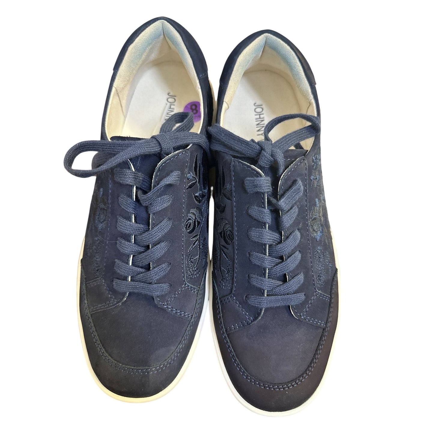 Johnny Was Navy Bianca Floral Embroidered Sneakers Size 8