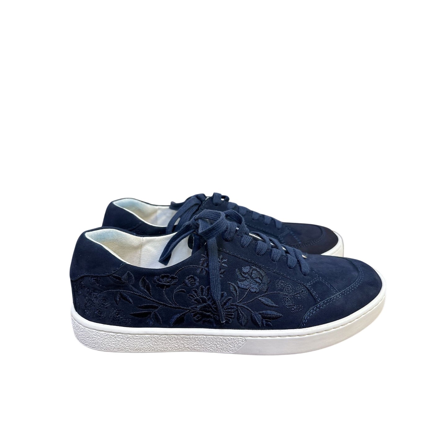 Johnny Was Navy Bianca Floral Embroidered Sneakers Size 8