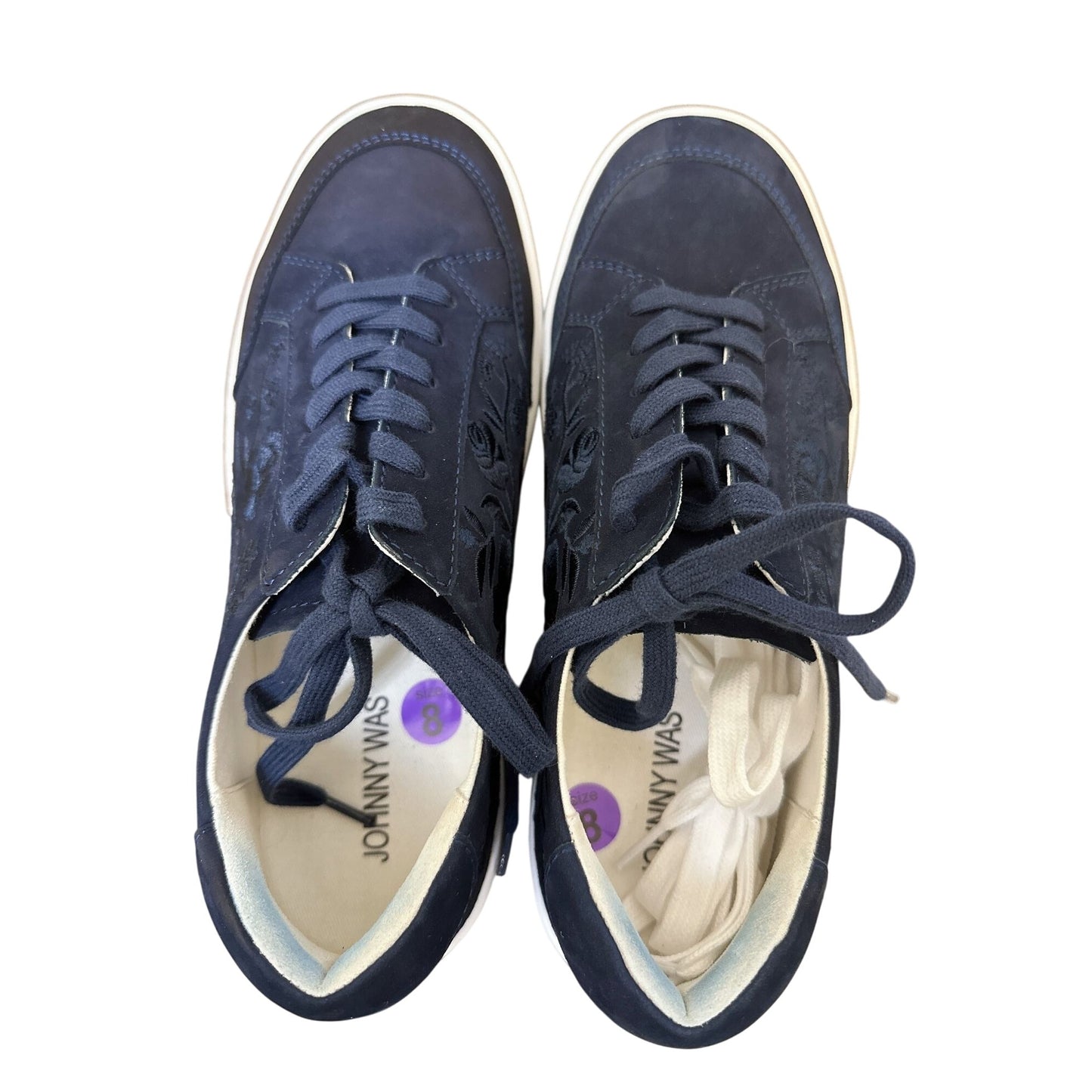 Johnny Was Navy Bianca Floral Embroidered Sneakers Size 8