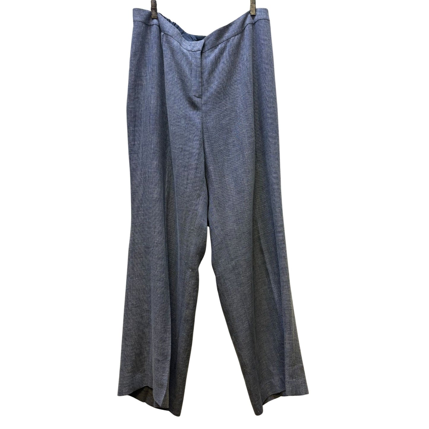 NWT Lafayette 148 New York Blue Wool-Linen Blend Pants 18W