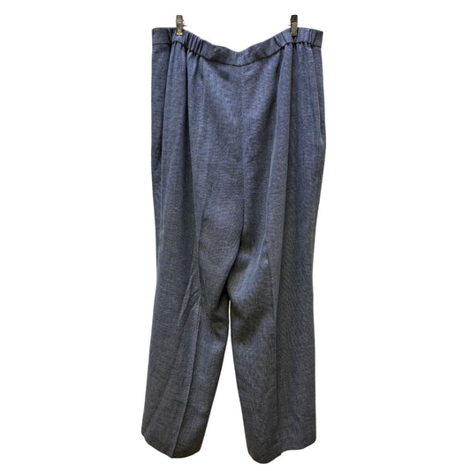NWT Lafayette 148 New York Blue Wool-Linen Blend Pants 18W