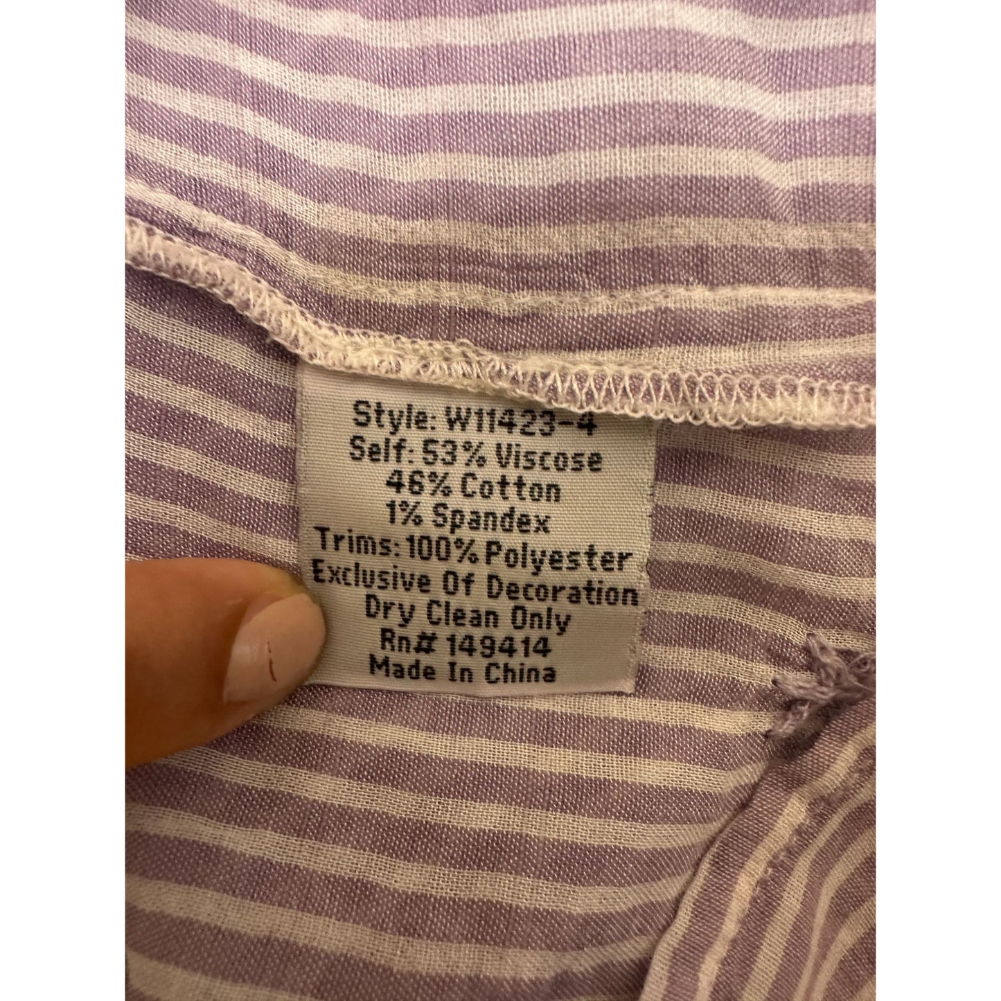 Johnny Was Workshop Purple & White Striped Embroidered Blouse Size L