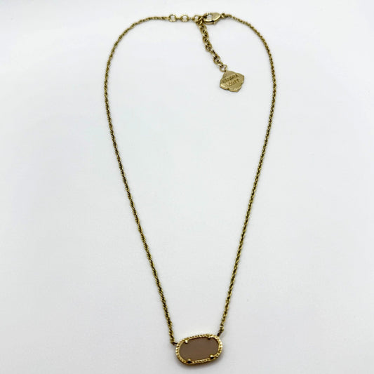 Kendra Scott Gold-Tone Necklace With Oval Purple Drusy Pendant