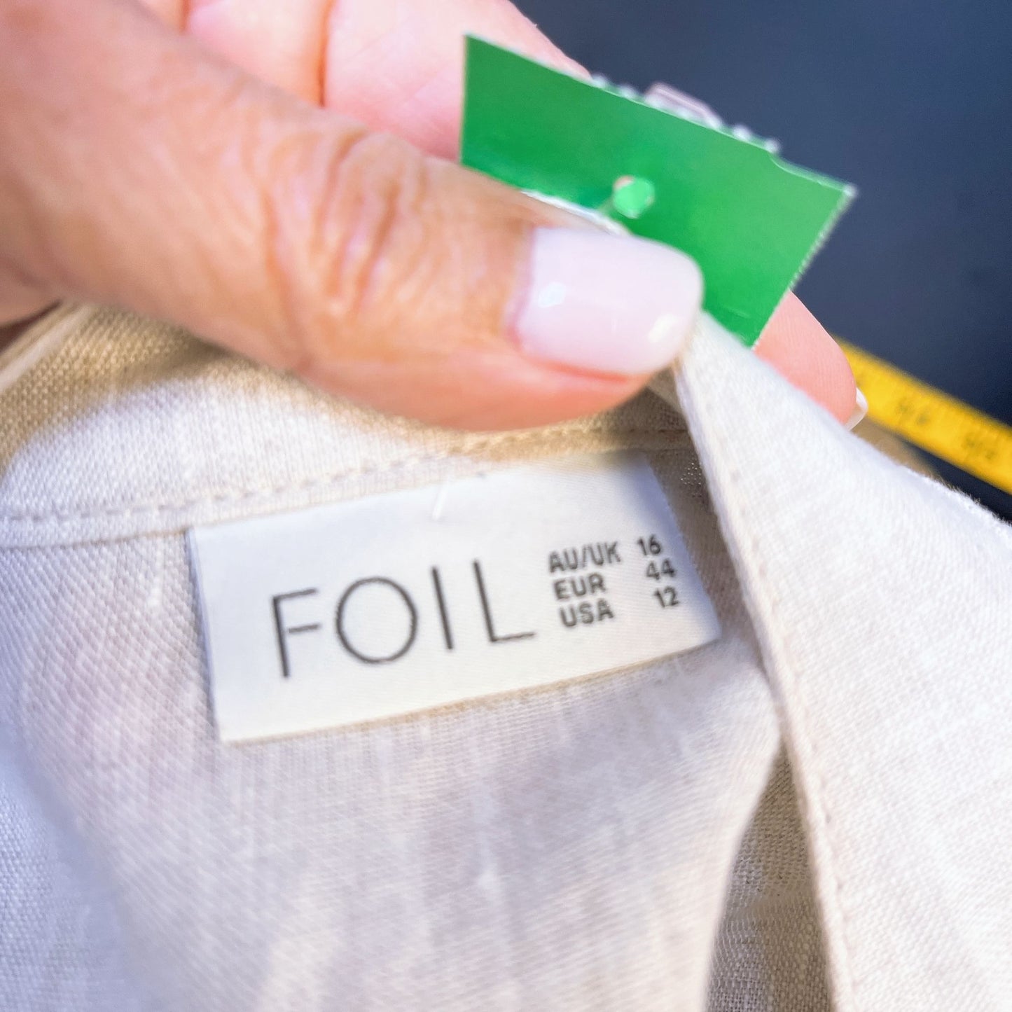Foil Wheat Color Linen Long Cardi Duster with Pockets L