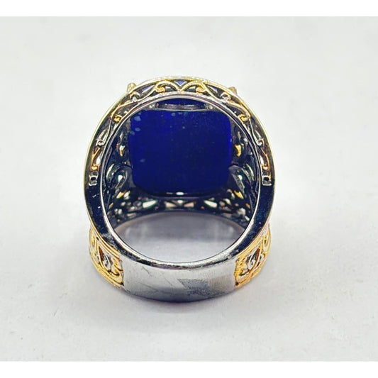 NH 925 Sterling Silver & Lapis Lazuli Filigree Ring Size 7
