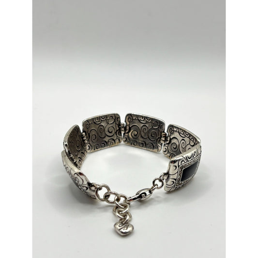 Brighton Silver-Tone Bracelet With Black Enamel Accents