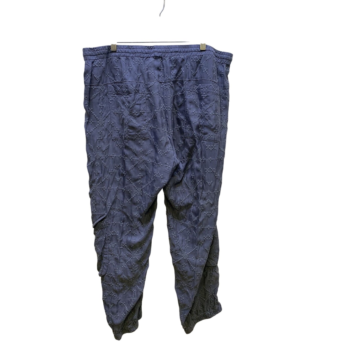 Johnny Was Blue Embroidered Cargo Pants With Elastic Waist XL