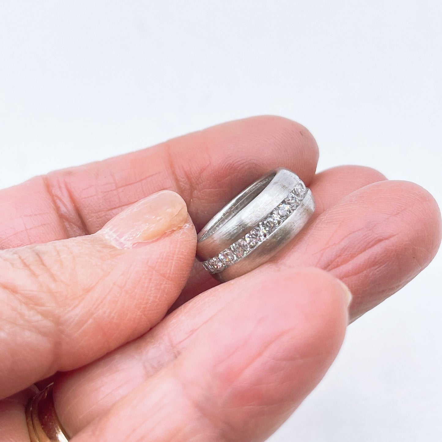 925 Sterling Silver Band Ring With Rhinestones 4